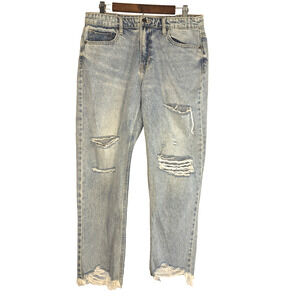 Hidden Distressed Grunge Jeans Size 31 Light Wash Clean Side Slit Bootcut